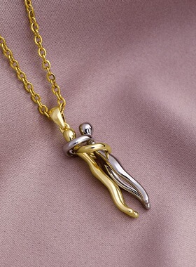 新款钛钢双色情侣项链