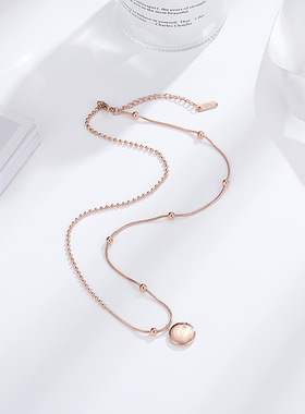 钛钢幸运金豆锁骨链35