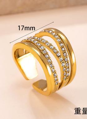 跨境爆款多层镶钻开口戒指