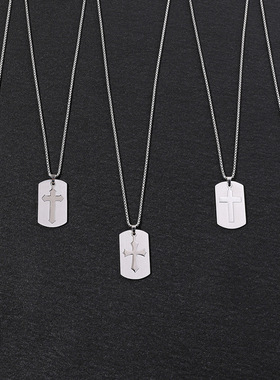 跨境不锈钢十字架钛钢项链