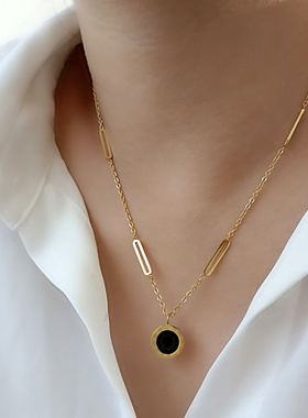 钛钢项链女轻奢锁骨链