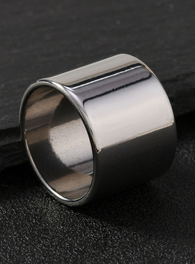 跨境时尚钛钢男士素圈戒指