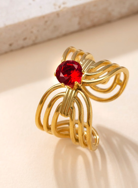 跨境爆款复古锆石开口戒