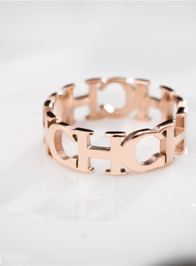 新款钛钢玫瑰金情侣戒指