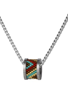 民族风手工编织钛钢项链