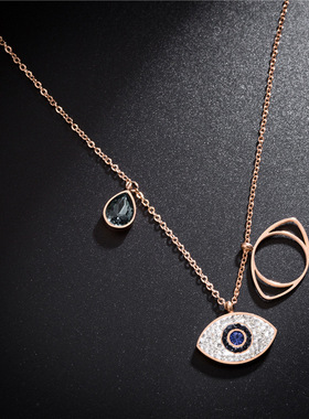 钛钢玫瑰金恶魔眼项链