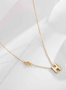 k金色字母H钛钢项链61