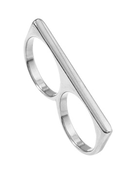 跨境镂空双环钛钢朋克戒指