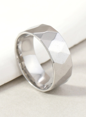跨境不锈钢8mm菱形切男士戒指