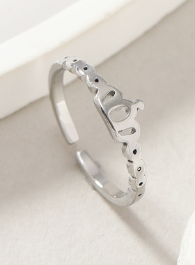 欧美跨境钛钢镂空小皇冠戒指