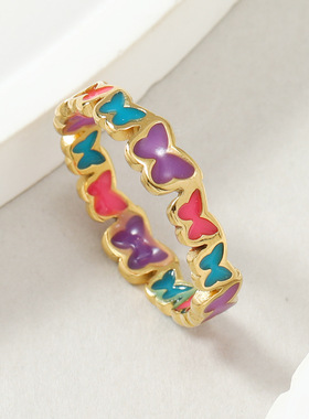 钛钢夜光蝴蝶戒指5150