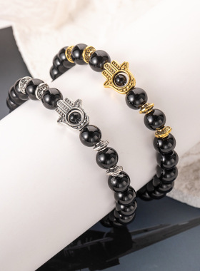 复古法蒂玛之手手掌手链 欧美流行饰品圆珠夹片串珠手串