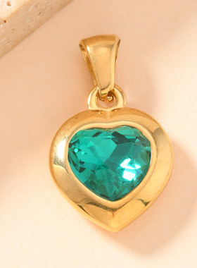 爱心锆石不锈钢单吊坠