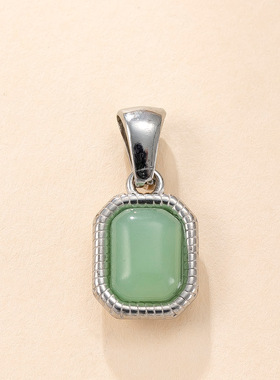 不锈钢斜角方天然石项链