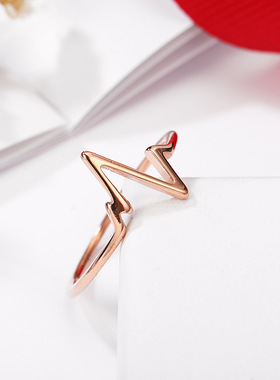 玫瑰金钛钢情侣戒指25