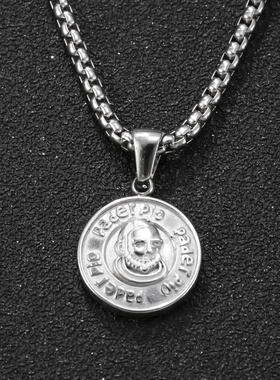 不锈钢立体人像情侣项链