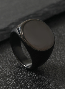 跨境朋克风钛钢刻字戒指