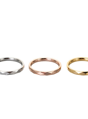 极细2mm不锈钢几何情侣戒指