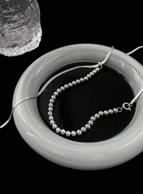 网红流苏钛钢项链女抽拉圆珠毛衣