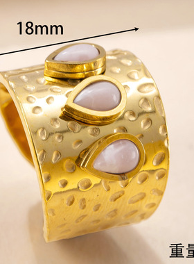 跨境新款不锈钢复古开口戒指