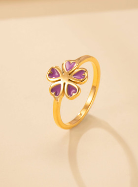 爆款不锈钢彩色油滴花朵戒指