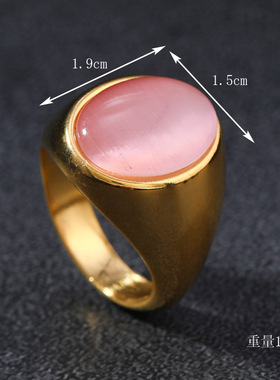 欧美猫眼石钛钢戒指63