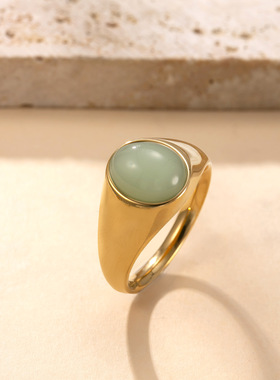 跨境专供不锈钢天然石情侣戒指