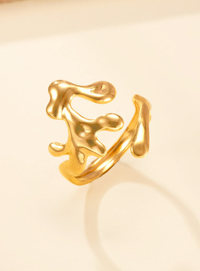 欧美风不锈钢女士扭曲开口戒