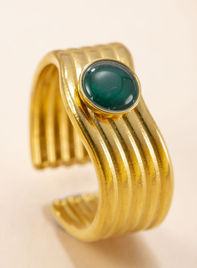 跨境新款不锈钢天然石情侣对戒