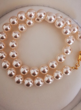 包邮人造澳白珍珠项链女轻奢仿天然海水锁骨颈链施家珍珠项链12mm