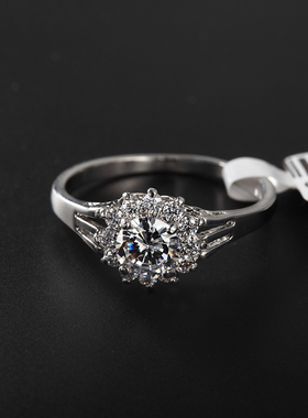 仿真碎钻克拉结婚戒指首饰品送盒