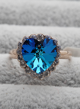 仿真钻石海洋之心日韩风戒指环