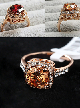 包邮方形戒指锆石公主女