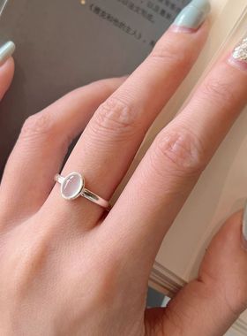 有迹白月光气质简约韩系宝石设计感高级感小众百搭开口戒指女生