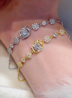 韩系闪钻蝴蝶结猫咪手链百搭