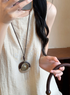 新中式复古蝴蝶结帽子项链女