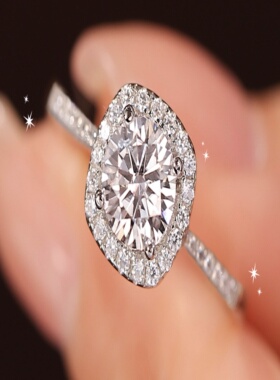 秘蓝小方糖爆闪戒指戒女