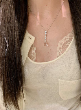 2026超火冰透吊坠锁骨链女款