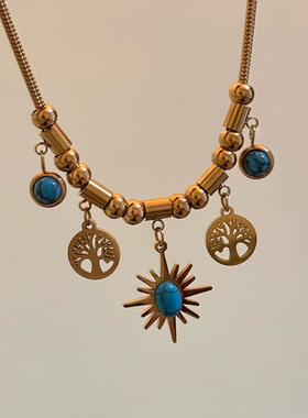 星芒生命复古太阳花项链