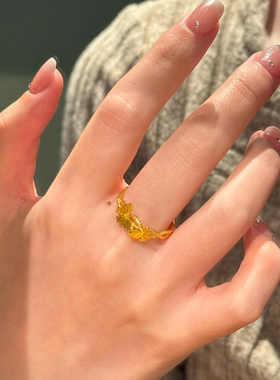 新中式花丝缠绕蝴蝶开口戒指女