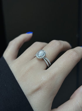 轻奢新中式白色鸽子蛋戒指女款