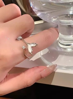 日韩锆石鱼尾开口戒指