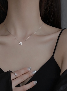 日韩四叶草锁骨项链女款