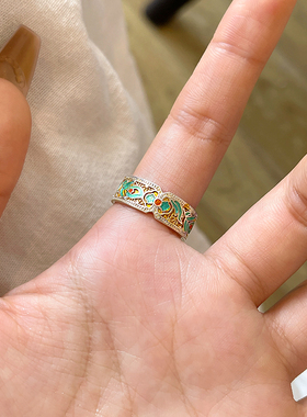 「羽化仙」珐琅描金国风新中式戒指轻奢高级感小众设计鸢尾花配饰