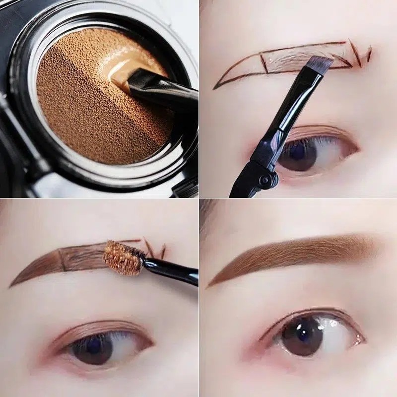 格蒙双色气垫眉粉染眉膏持久防水防汗不易脱色自然易上色眉笔正品 - 图1