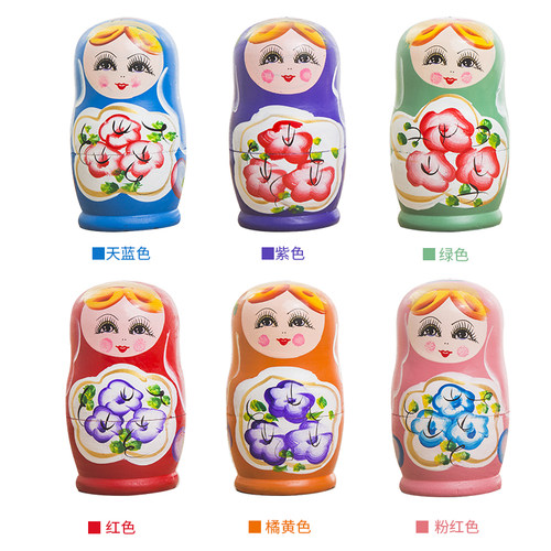 俄罗斯套娃 5层实木正品 手彩绘5层喜娃原木精刷环保颜料！包邮价 - 图1
