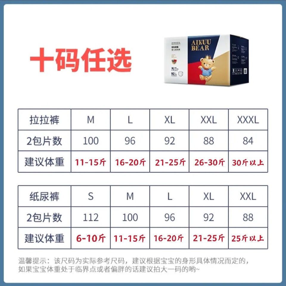 【医护级认证】爱酷熊纸尿裤超薄透气拉拉裤XL宝宝绵柔尿不湿XXXL,淘宝优惠券,粉丝福利购,淘宝优惠卷