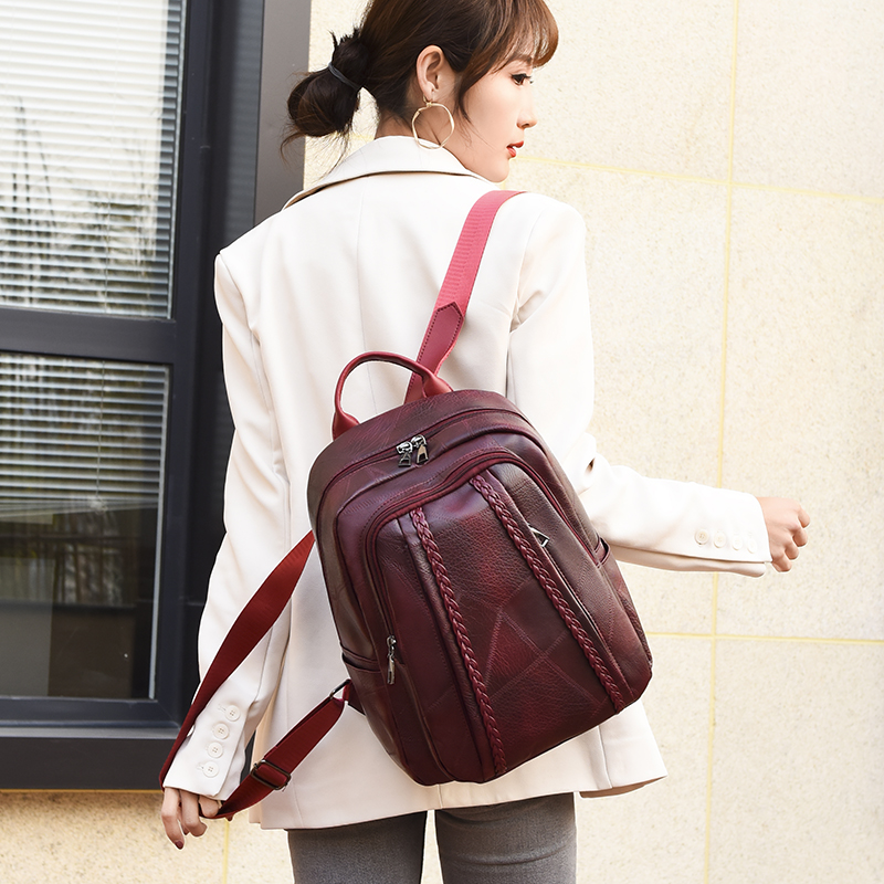 Female High Quality Soft Leather Book School Bags For Teenag - 图1