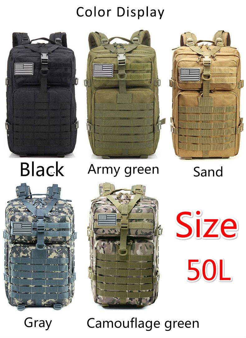 30L/50L 1000D Nylon Waterproof Backpack Outdoor Military Ruc - 图0