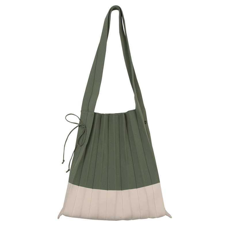 shopping bag ins pleated design folding contrast wool knitte - 图3